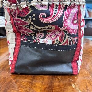 Meta Paisley Handbag in Black, Red, and Pink
